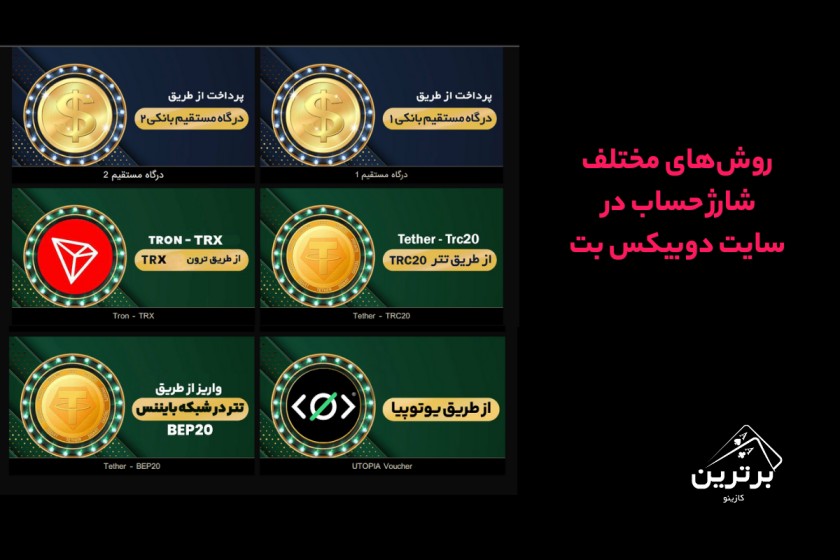 روش‌های شارژ و برداشت از حساب در سایت دوبیکس بت